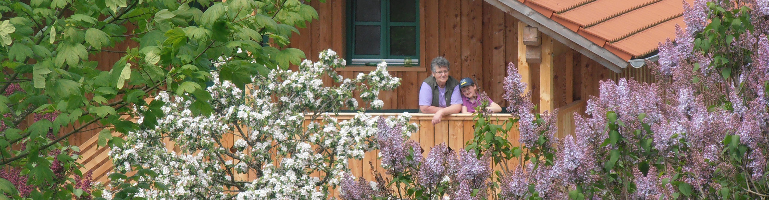 Blick mit Rosa in ihren Garten